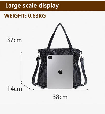 Damen-Handtasche aus weichem Leder mit Mehrfachfächern Große Umhängetasche mit Top-Griff