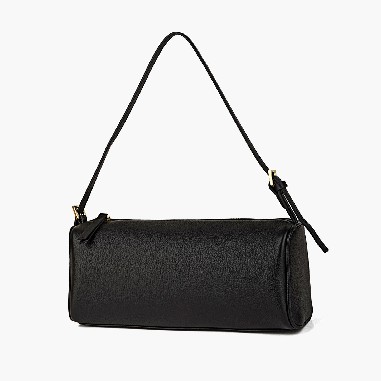 Damen-Handtasche Barrel-Form aus Kalbsleder - Naturfarbe, Gold-Hardware