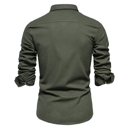 Herren Langarm Shirt aus 100 Prozent Baumwolle mit Einzel Tasche