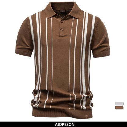 Gestreiftes Poloshirt Für Herren Mit Old Money Stil Und Atmungsaktiv