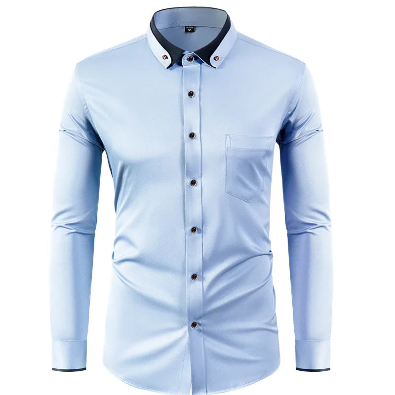 Kurzärmeliges Herrenhemd im koreanischen Stil mit modischem Print und Stickerei – ideal für den Sommer.