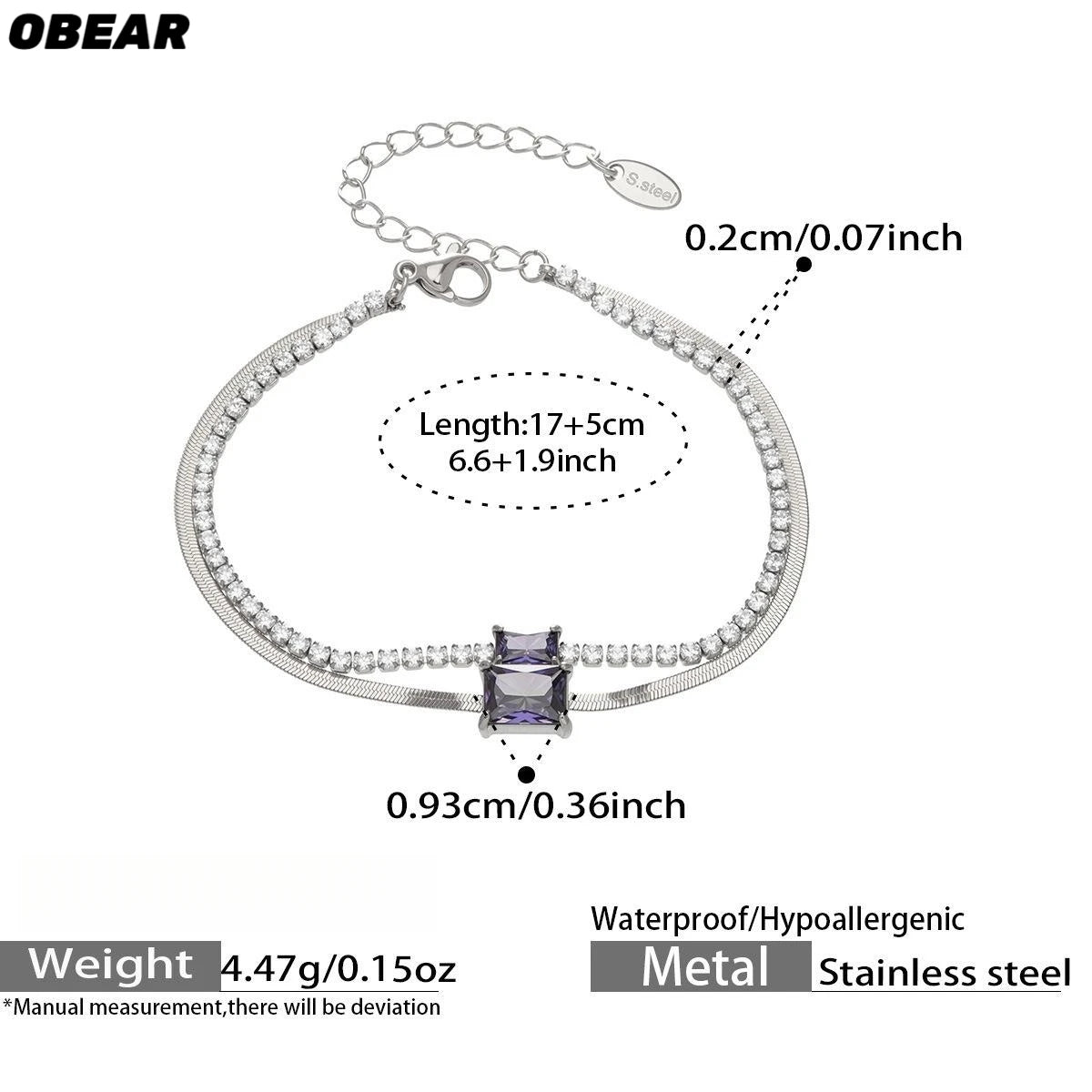 Damen-Armband Baguette-Zirkonia Doppelschicht