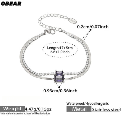 Damen-Armband Baguette-Zirkonia Doppelschicht