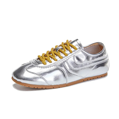 AIYUQI Damen Leder Sneaker Skateboard Style Retro