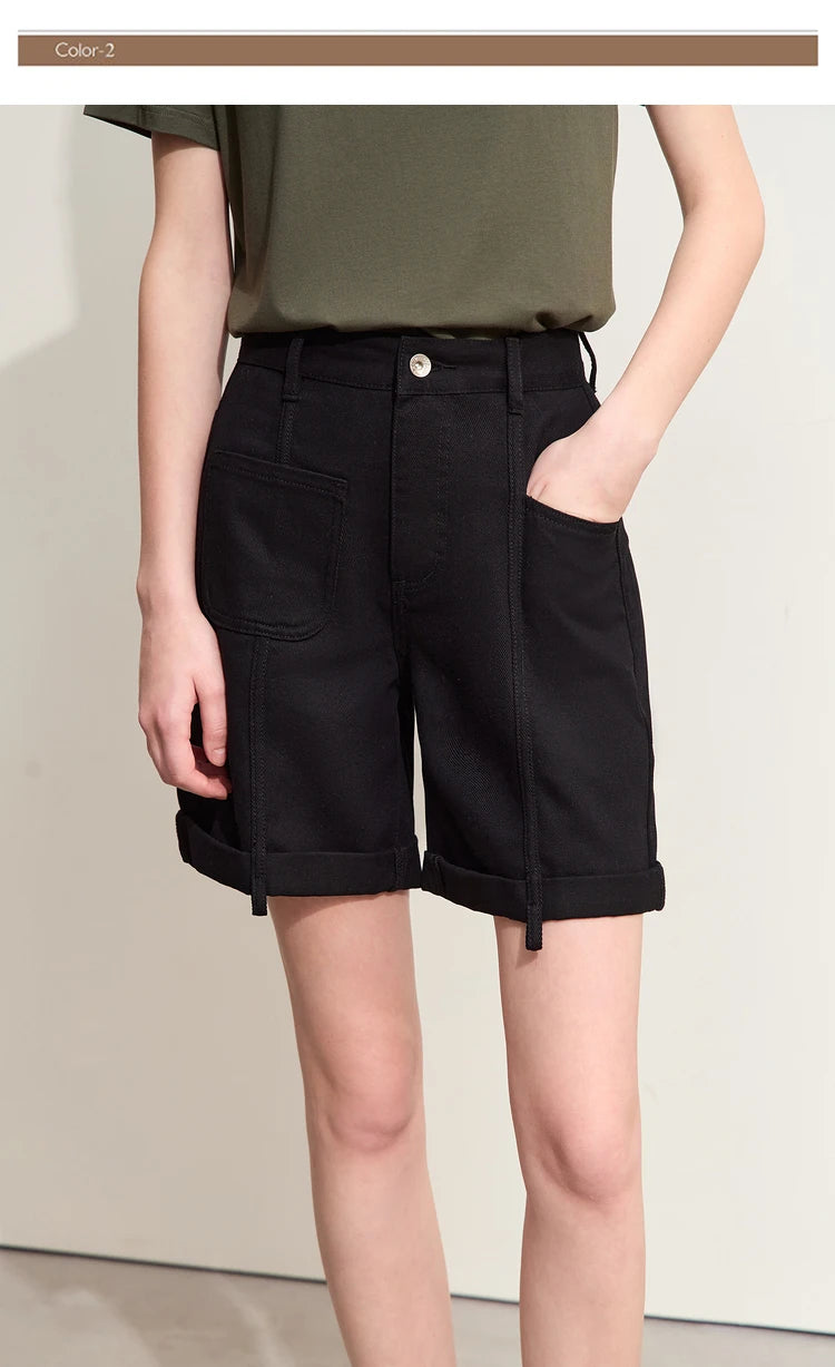 Minimalismus Baumwoll Jeans – Vintage Retro Fashion Shorts für Frauen