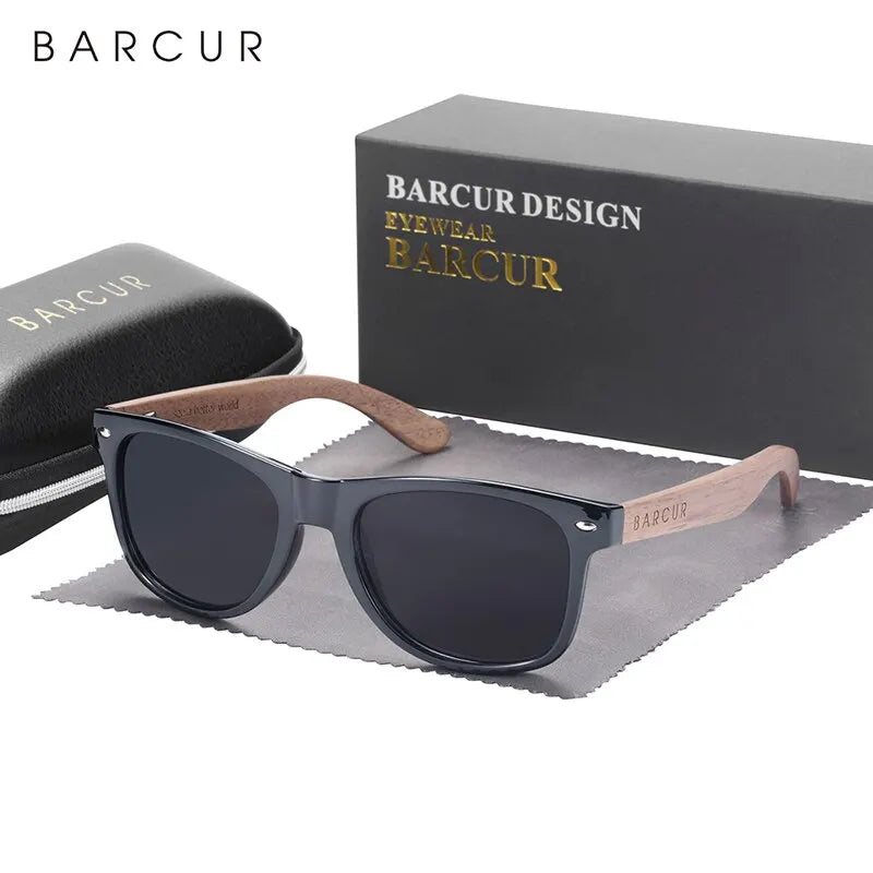 Sonnenbrille Naturholz Walnuss schwarz polarisiert UV400 Herren B