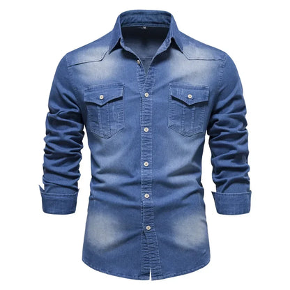 Herren Langarm Hemd aus elastischer Baumwolle im Casual Stil für Designer Kleidung