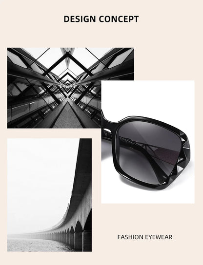 Damen-Sonnenbrille Katzenauge Polaroid Farbverlauf UV400 großer Rahmen