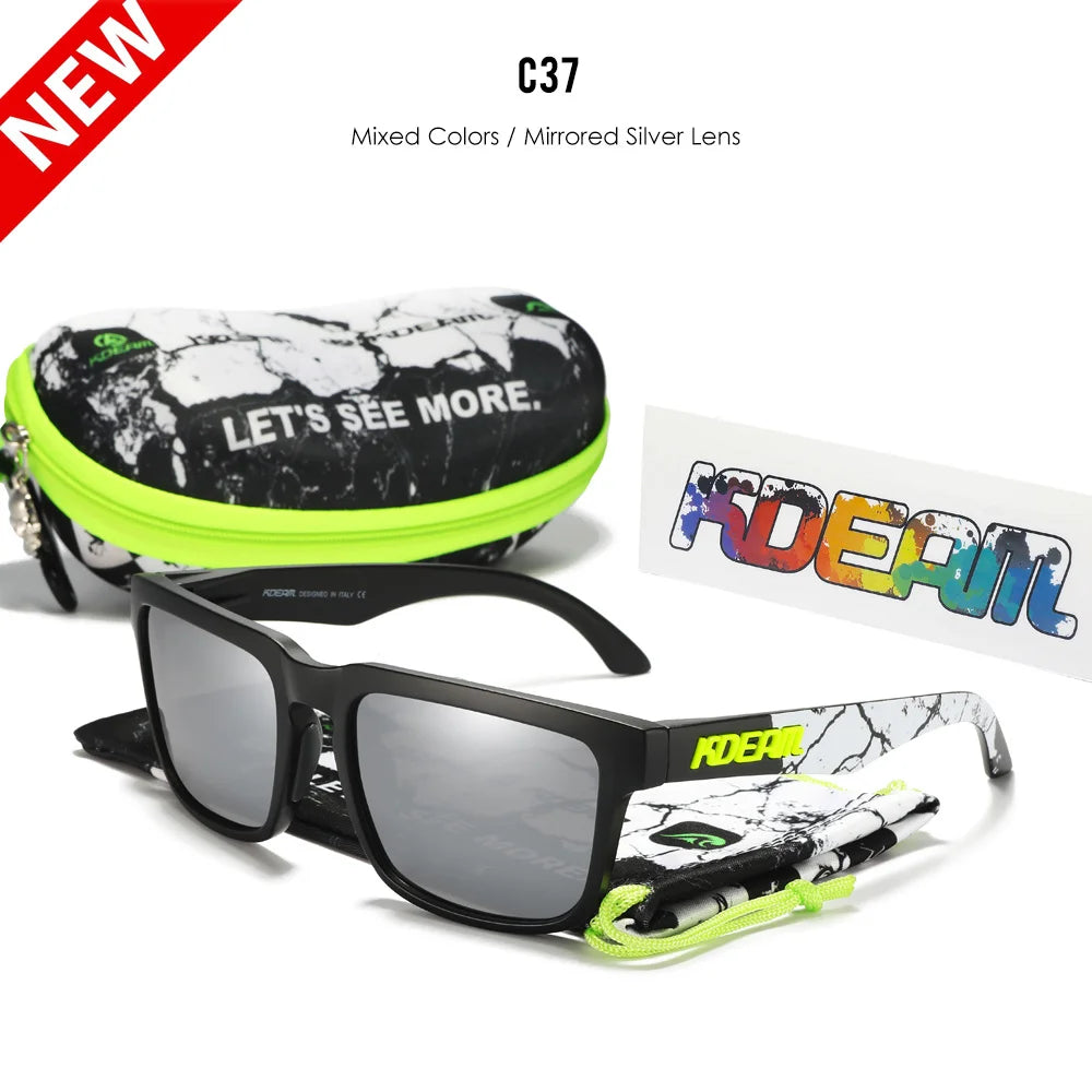 Sonnenbrille quadratisch polarisiert Reißverschlussetui 30 Farben Unisex