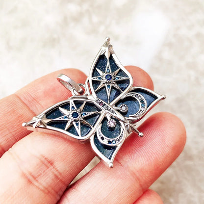 Damen-Charm-Anhänger Schmetterling blau träumerisch II aus Sterlingsilber