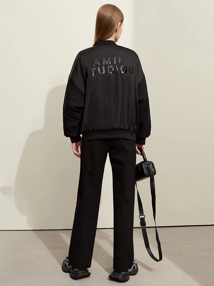 Damen Parka im sportlichen Stil mit Baseballkragen und Stickerei