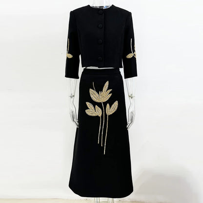 Minimalistisches Damen-Kleid mit Reverskragen, langen Ärmeln und hohem Bund – Patchwork-Design und lockere Passform