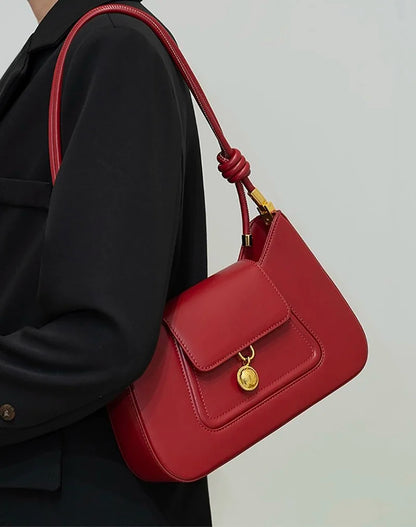Spaltleder Schultertasche Rot | Alltagsbegleiter