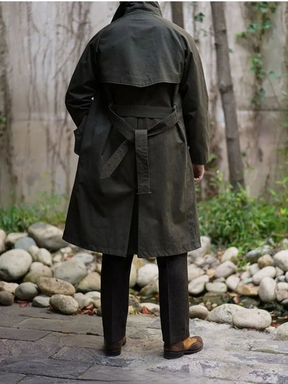 Herren Mantel im militärischen Stil mit Taschen für Herbst und Winter