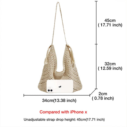 Damen Tote Bag Beach Woven Travel Shoulder Crossbody Purse