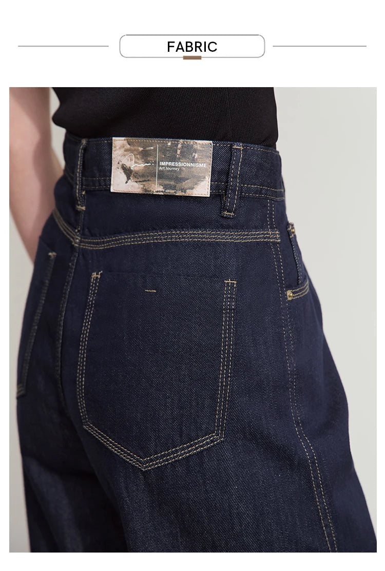 Damen Jeans aus Lyocell-Baumwolle mit weiten Beinen im Retro-Look