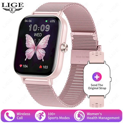 LIGE Smartwatch IP68 Wasserdichte Sport Fitness Smart Uhr 1,83 Zoll Bildschirm Gesundheit Überwachung Uhren Für Männer Frauen Reloj Hombre