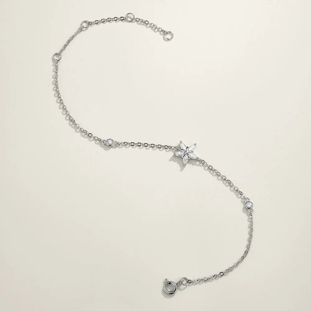 Damen-Kettenarmband mit Stern-Moissanit aus Sterlingsilber