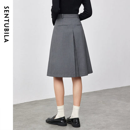 Damen Grauer Faltenrock im Adrette Stil für Frühling und Sommer