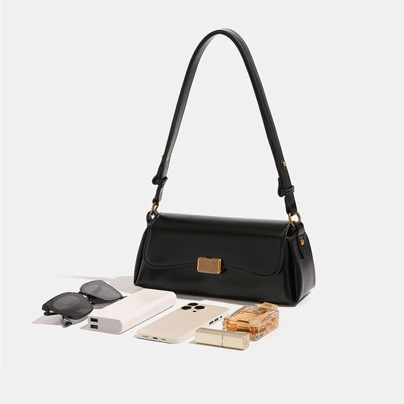 Leder Weinrot-Schultertasche | Goldene Hardware