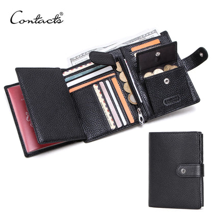 Herren Echtleder Geldbörse Vintage Trifold Kurzgeldbörse Kartenhalter Reisepass