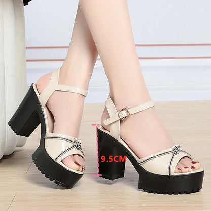 AIYUQI Frauen Sandalen High Heels 2025, Neue Echtes Leder Mode Frauen Sandalen Große Größe Strass Sommer Sandalen Frauen
