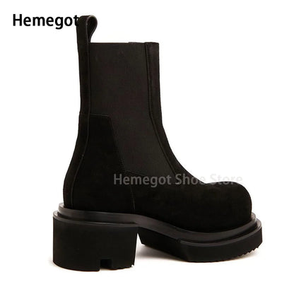 Herren Chelsea-Short-Boots mit dicker Profilsohle und hohem Schaft, schwarz