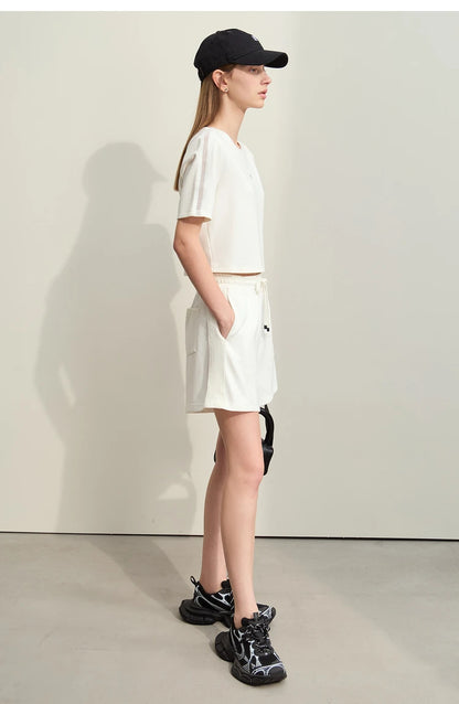 Damen Shorts im lässigen Stil mit Aushöhlung und elastischer Taille