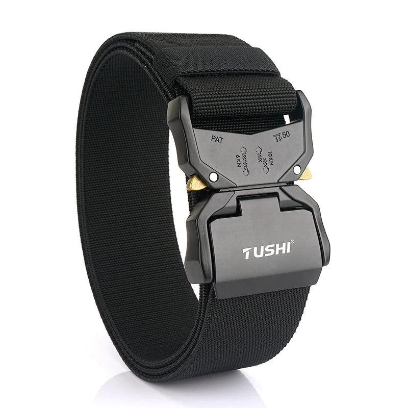 VATLY Breiter Elastik-Gürtel Herren 5 cm Aluminium-Schnellverschluss Militär-Stil