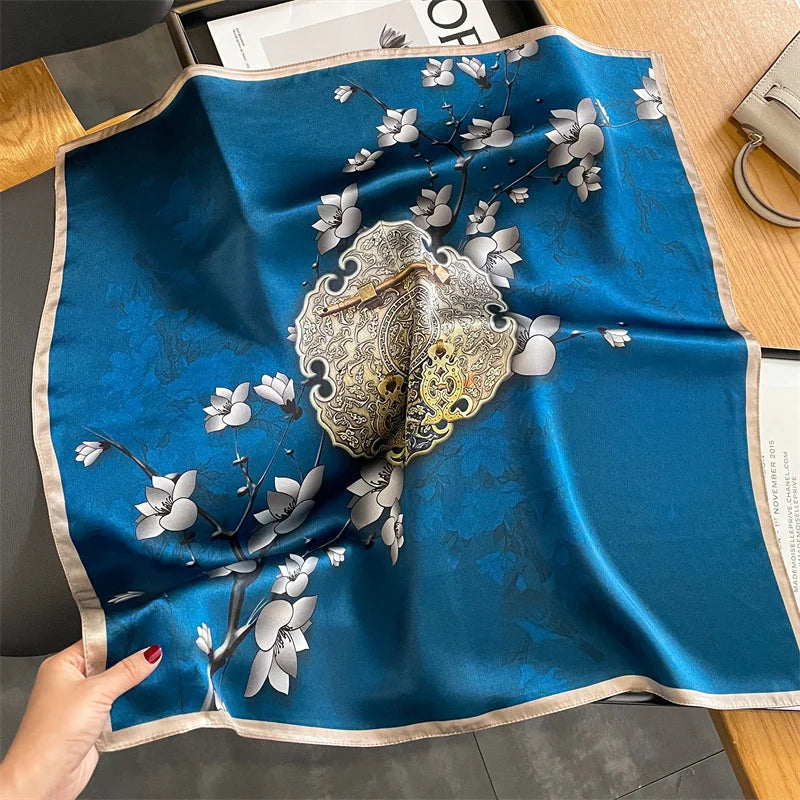 Damen Seidenschal quadratisch 70cm Halstuch Bandana Hijab Pashmina M