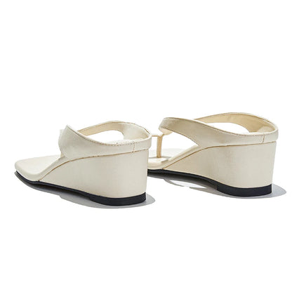2025, neue Damen-Flip-Flops mit dicken Sohlen, Flip-Flops für den Strand, Hausschuhe für Damen, große Sommer-Keilabsätze, weibliche High Heels