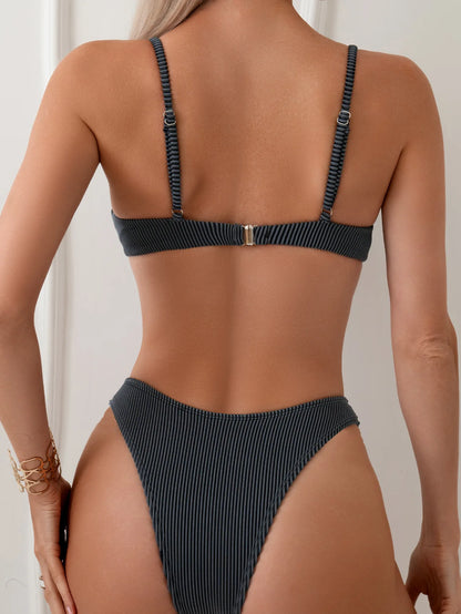 Sexy Bikini-Set für Damen in Unifarben – Brasilianischer Stil für Strand und Badevergnügen