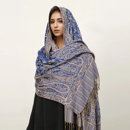 Damen Winterschal Kaschmir Pashmina Luxus Druck warm Stolen Foulard Baumwolle
