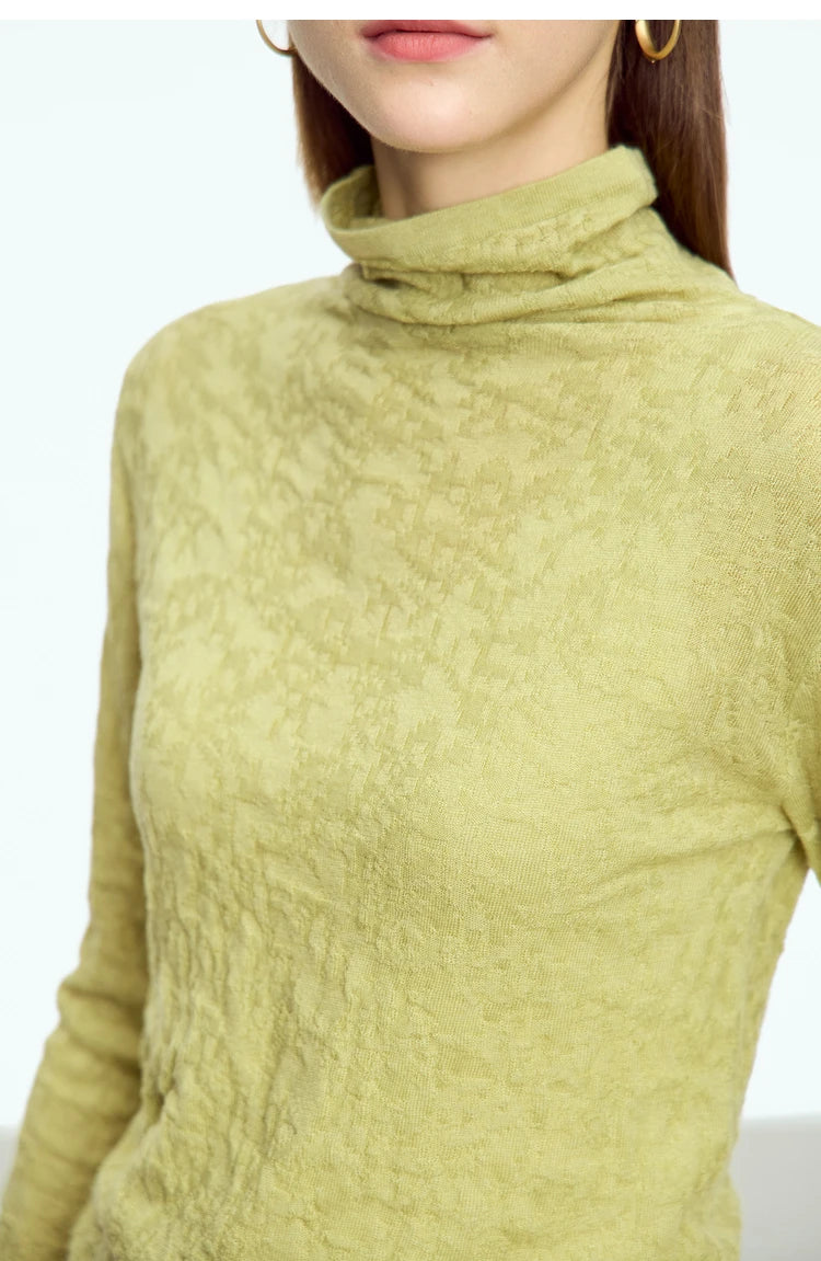 Damen-Rollkragenpullover Wolle Slim einfarbig Büro Winter