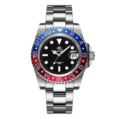 Herren Business-Automatikuhr 8215 Saphirglas 200m wasserdicht GMT Leuchtzeiger