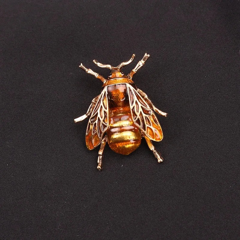 Brosche Hummel Biene Emaille Gelb Insekt Urlaub Bankett Damen