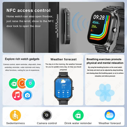 Männer Smartwatch mit Bluetooth Headset und Blutdrucküberwachung für Sport und Fitness