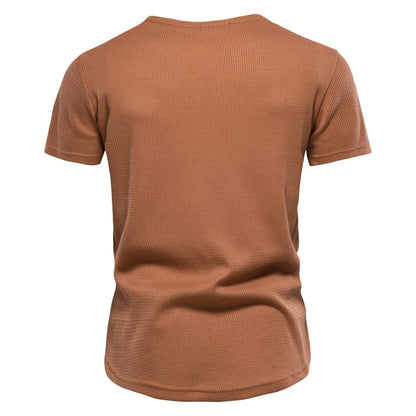 Herren T-Shirt aus Waffelstoff im einfarbigen Casual-Stil für den Sommer