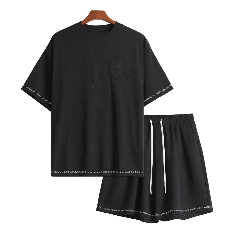 Herrenanzug für den Sommer 2025 mit lockeren atmungsaktiven T-Shirt-Shorts Sets
