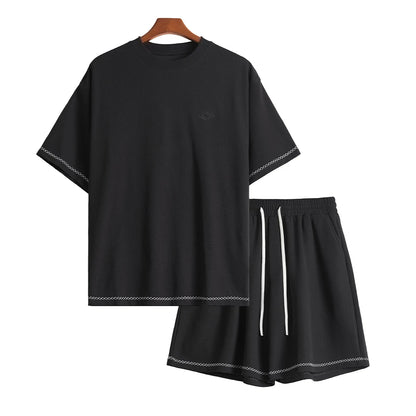 Herrenanzug für den Sommer 2025 mit lockeren atmungsaktiven T-Shirt-Shorts Sets