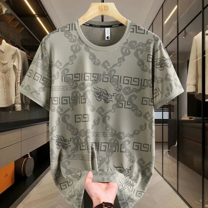 Herren T-Shirt im lässigen Stil aus eisiger Seide mit kurzem Arm