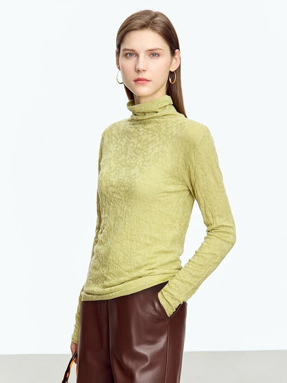 Damen-Rollkragenpullover Wolle-Mix schlank dünn Winter