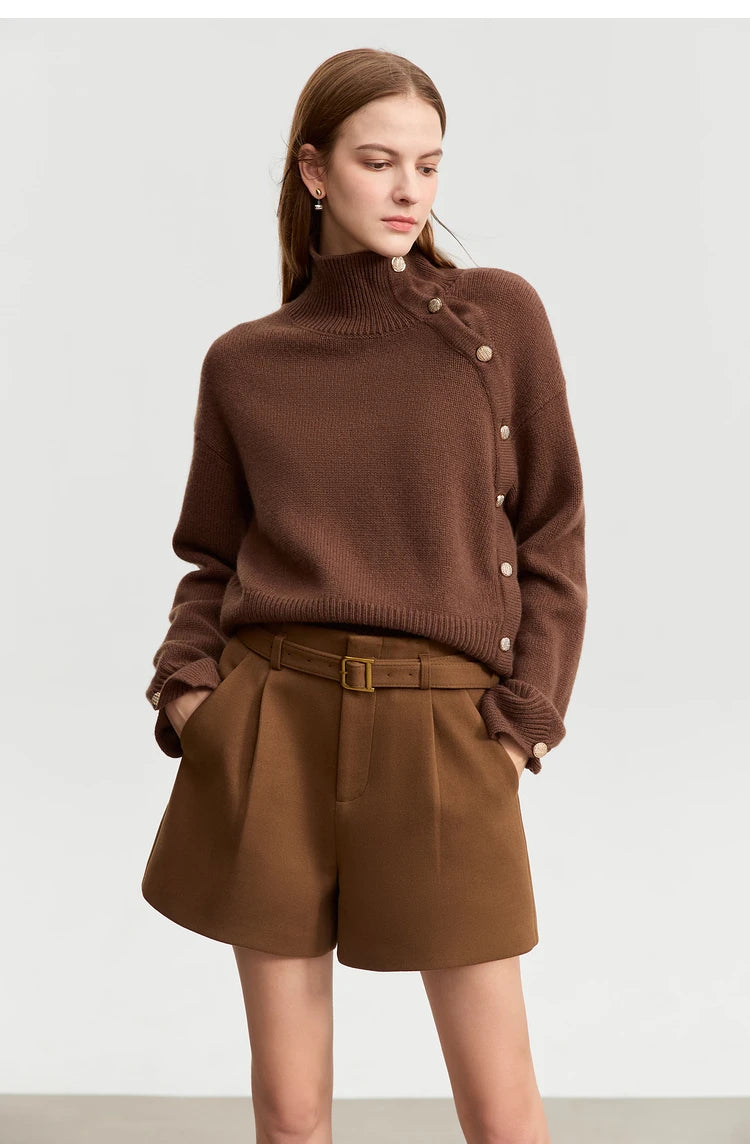 Damen Shorts im minimalistischen Stil mit Gürtel und solider Vintage-Optik