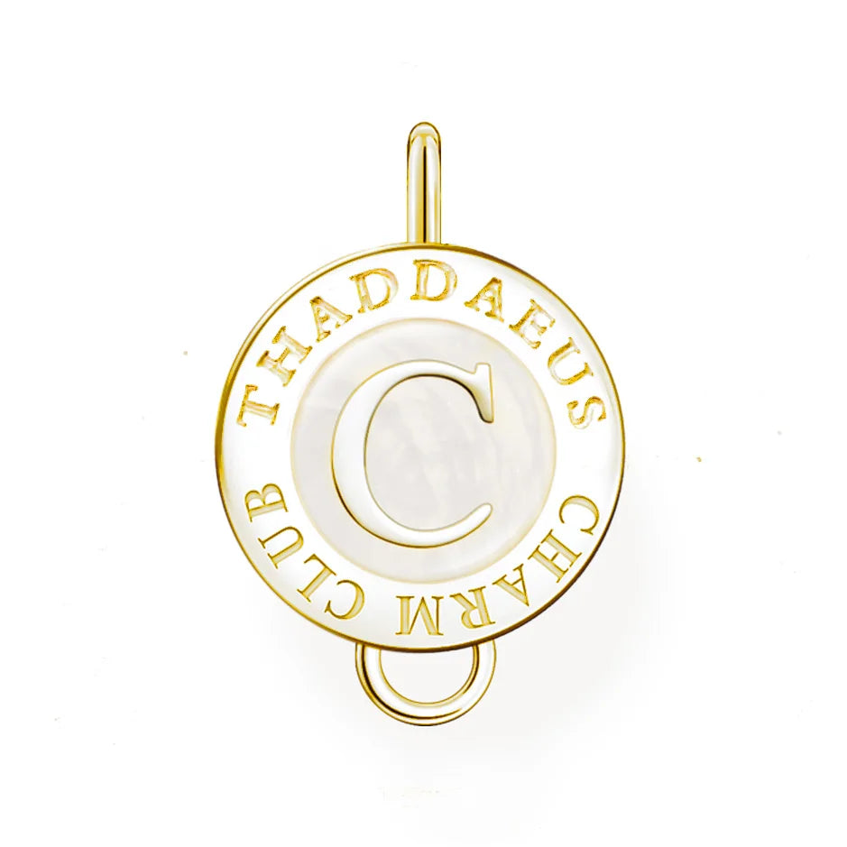 Damen-Charm-Anhänger Münze vergoldet Vintage elegant aus Sterlingsilber