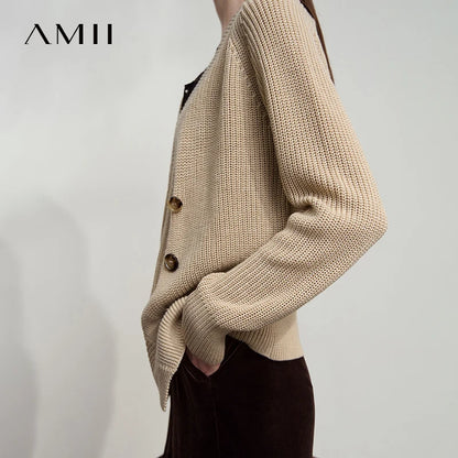 Damen-Strickjacke V-Ausschnitt Raglan asymmetrisch französisch locker Herbst
