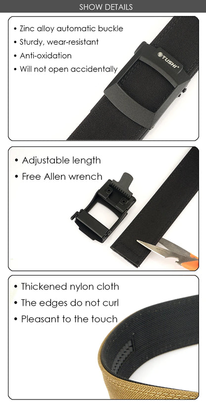 Herren-Taktischer Nylon-Gürtel Verstellbar mit Automatik-Schnalle 4,3 cm Breite Alltagsseinsatz