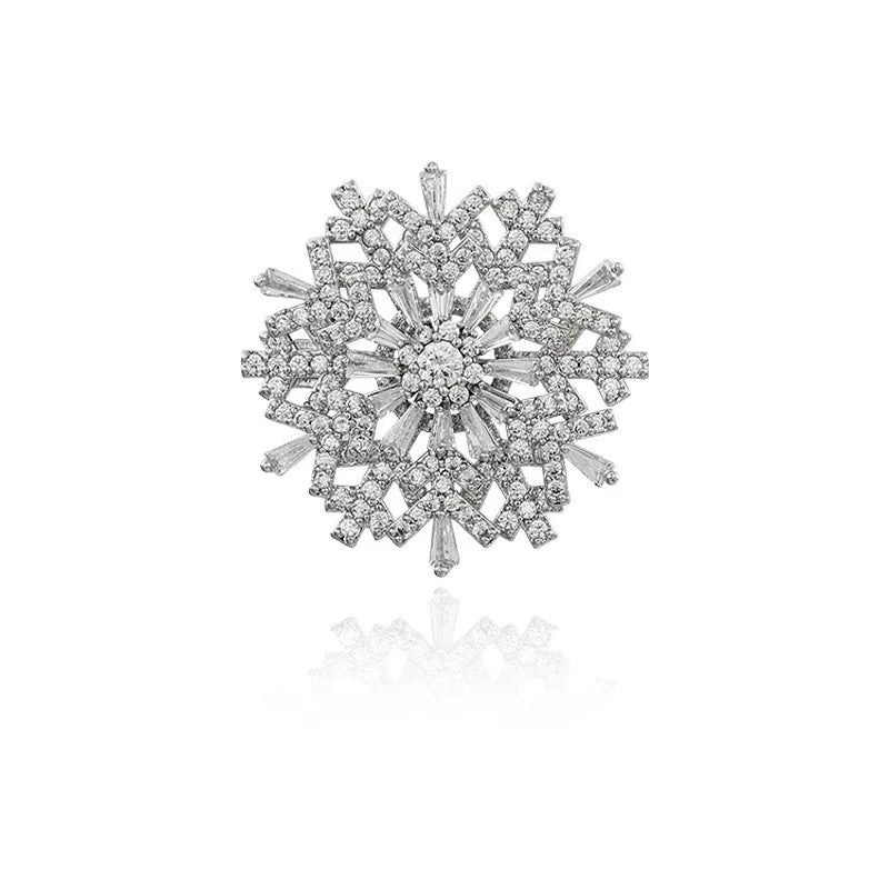 Brosche Schneeflocke Weihnachten Kristall Strass Schalschnalle Unisex