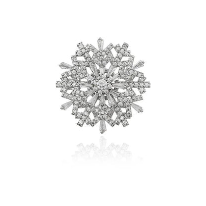 Brosche Schneeflocke Weihnachten Kristall Strass Schalschnalle Unisex