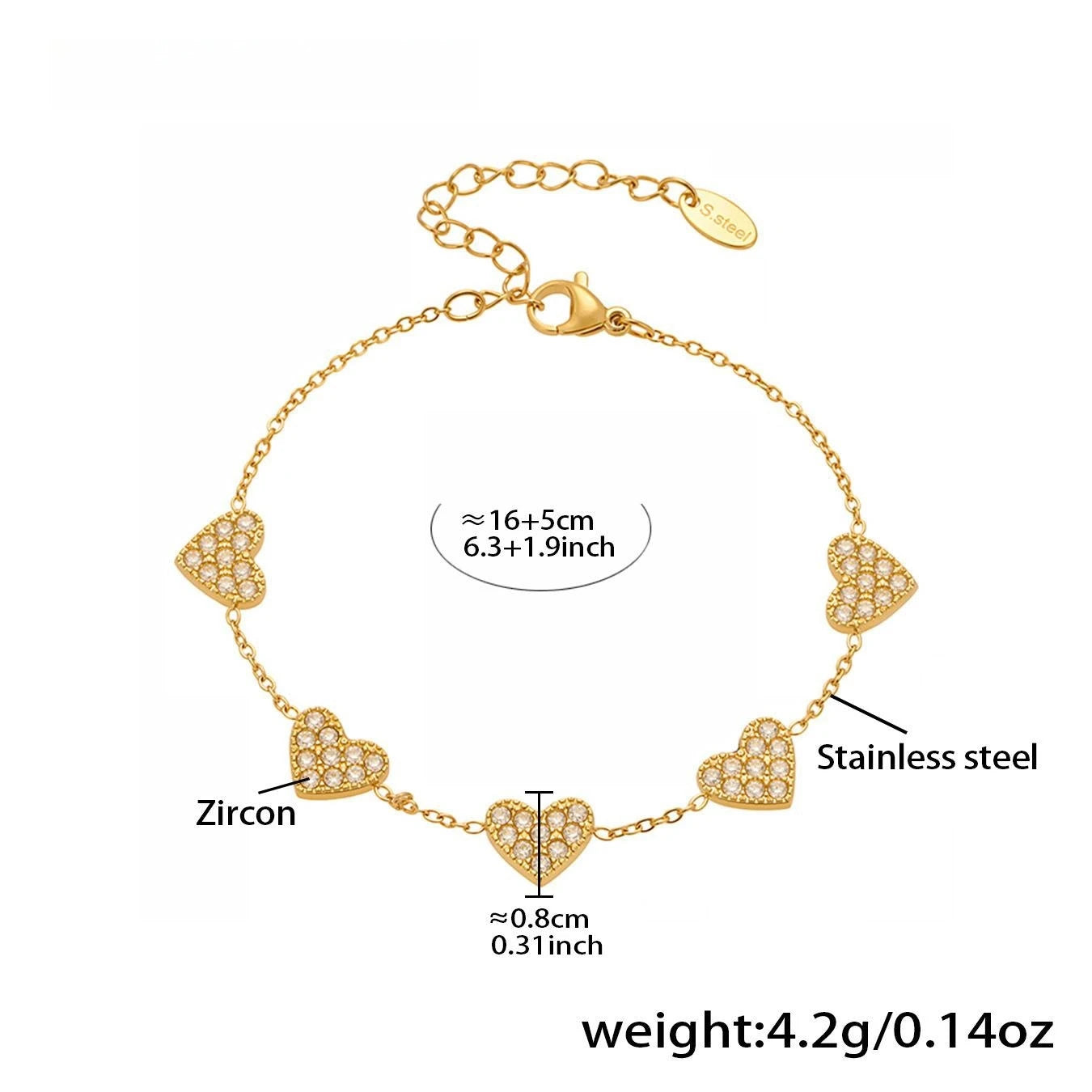 Damen-Charm-Armband mit Herzschleife und Zirkonia