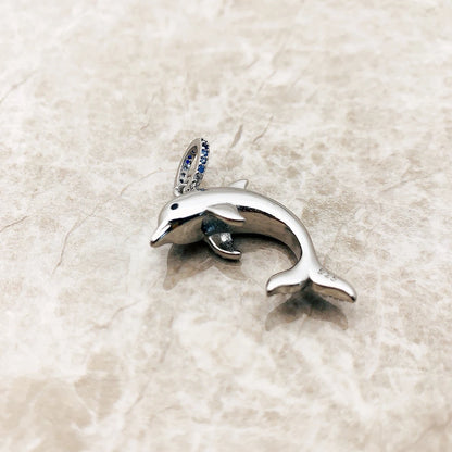 Damen-Charm-Anhaenger Delfin blau aus Sterlingsilber